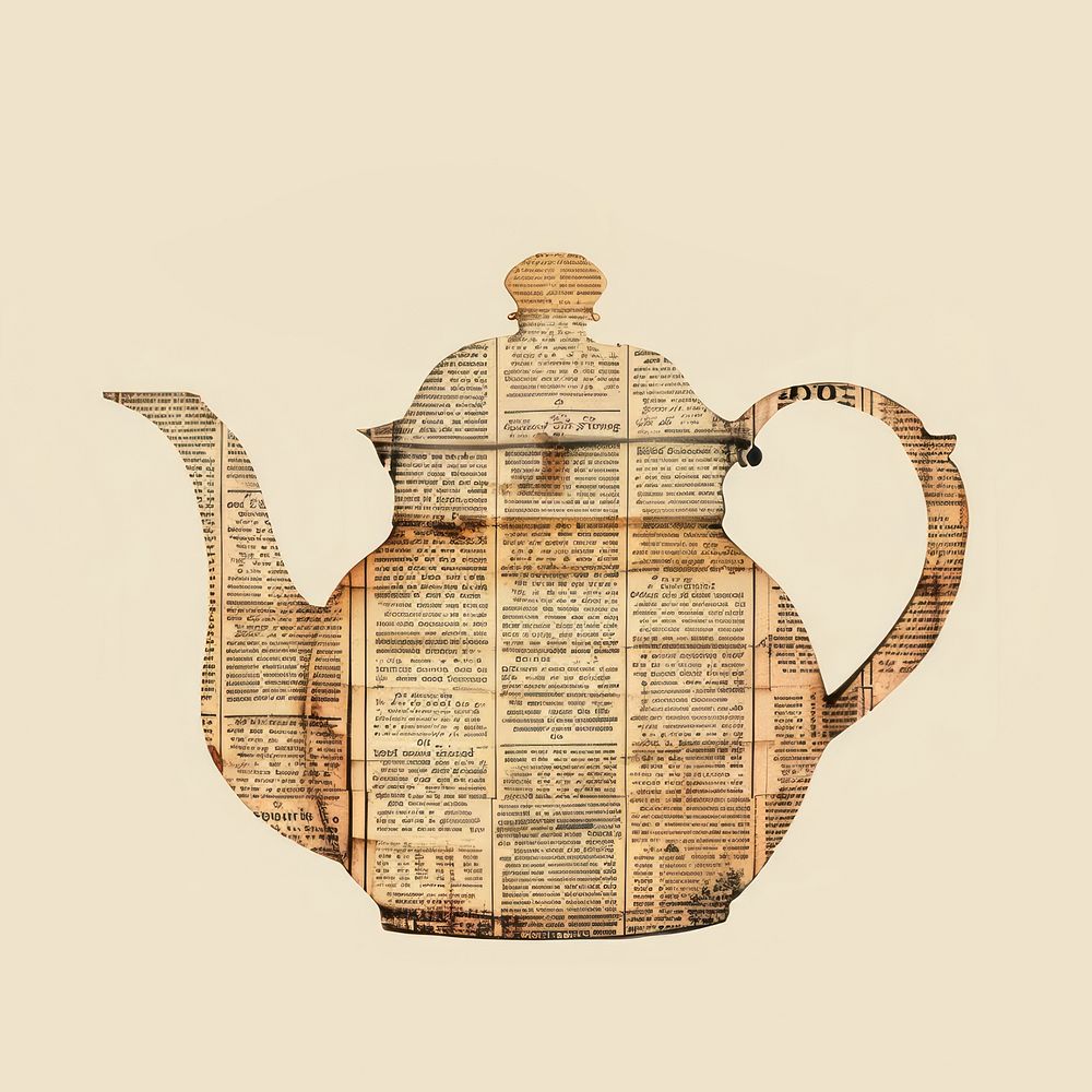 Ephemera paper tea kettle teapot art architecture.