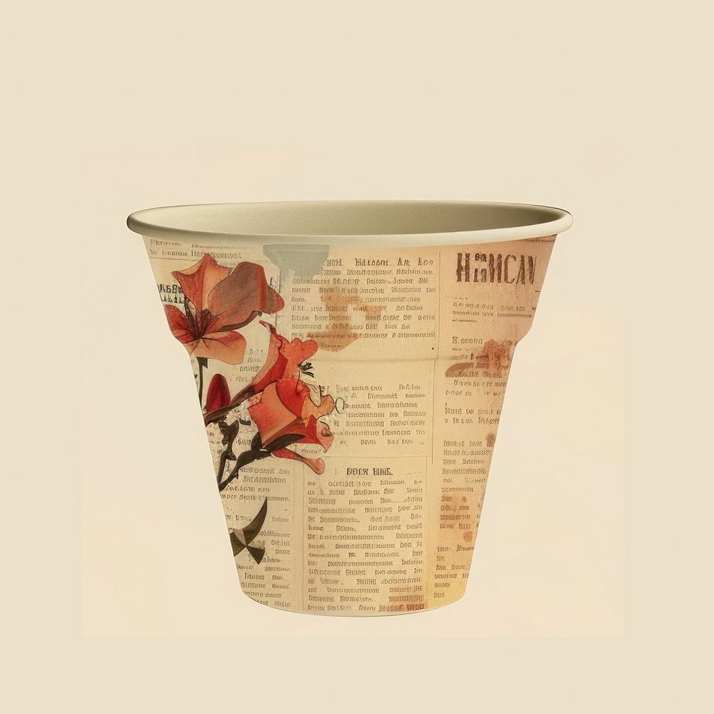 Ephemera paper cup mug art refreshment.