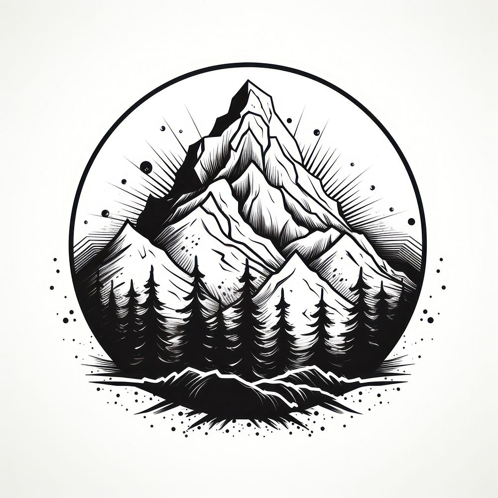 Mountain logo drawing sketch.