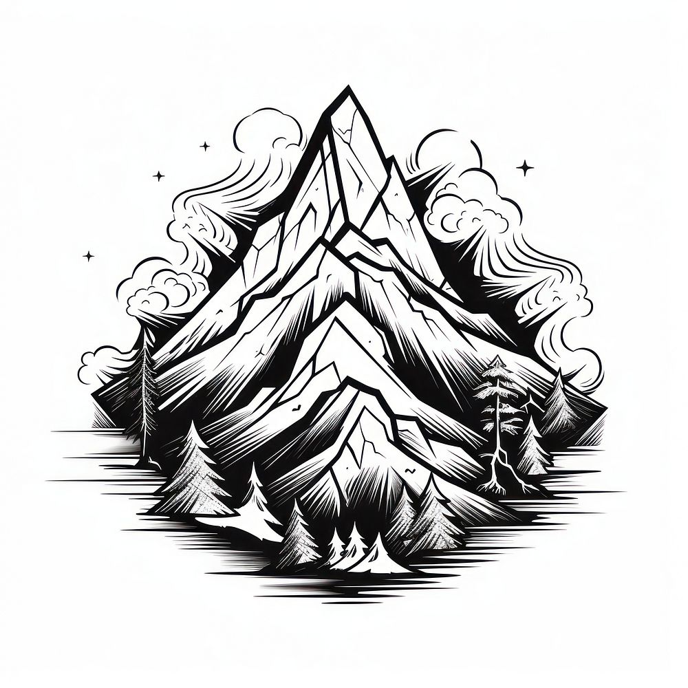 Mountain drawing sketch tranquility.