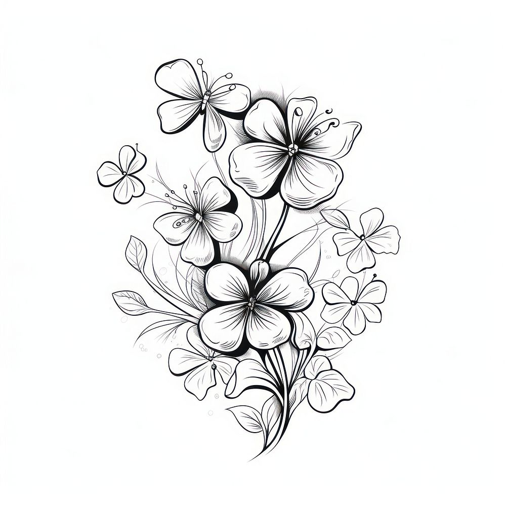 Serene clover pattern drawing sketch.