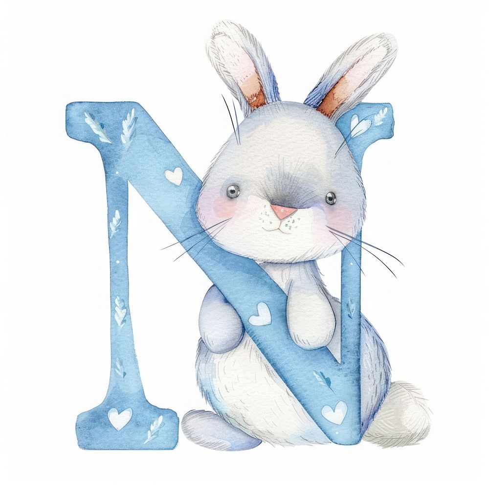 Bunny alphabet N mammal easter rabbit.