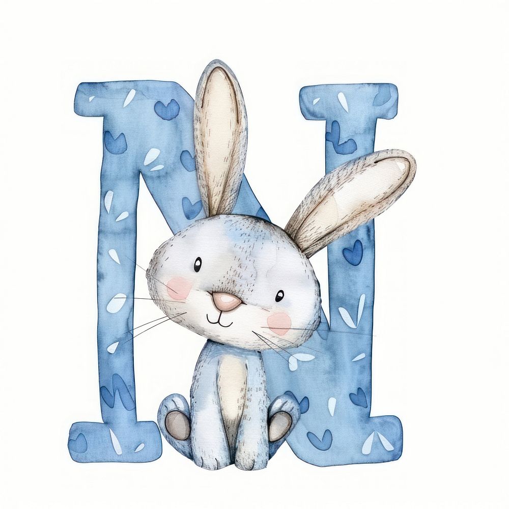 Bunny alphabet N animal mammal easter.