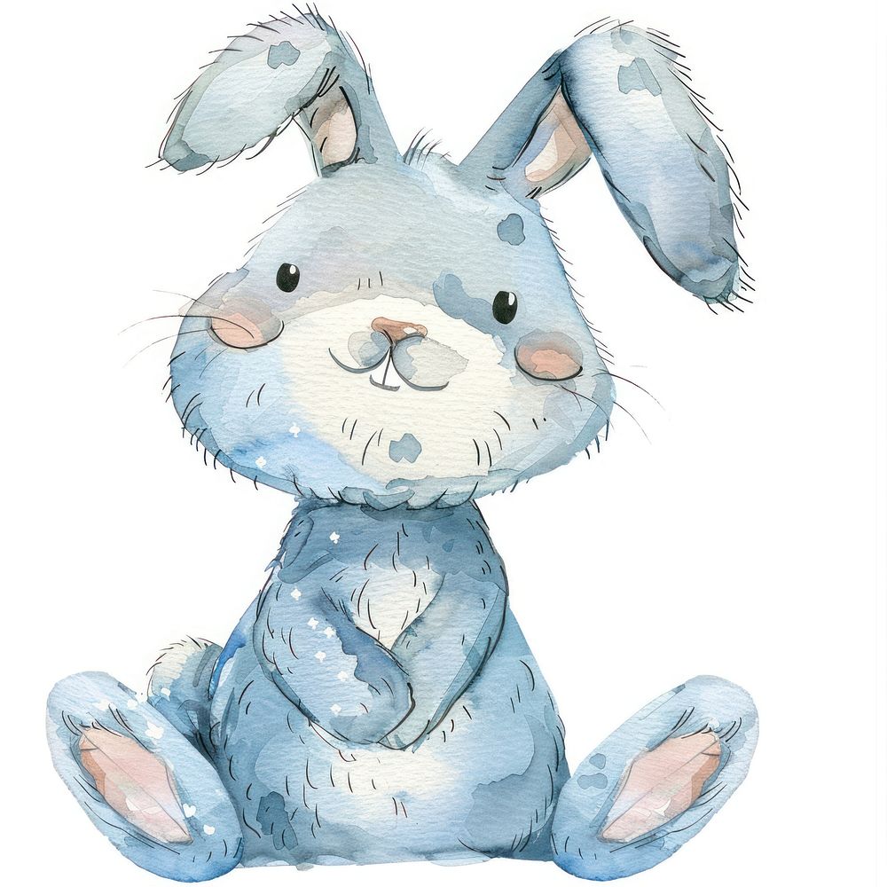 Watercolor painting of bunny mammal animal rabbit.