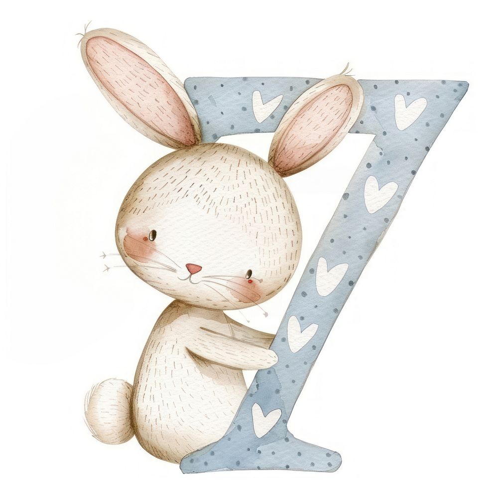 Bunny alphabet 7 mammal number rabbit.