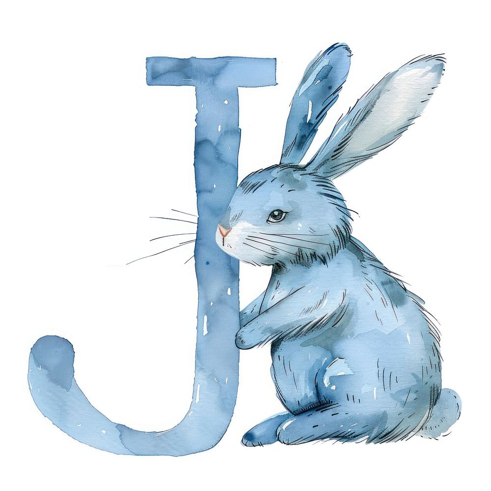 Bunny alphabet J animal mammal white background.