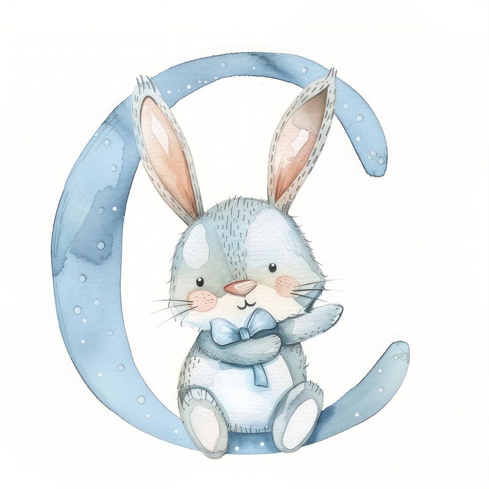 Bunny alphabet C rodent mammal cute.