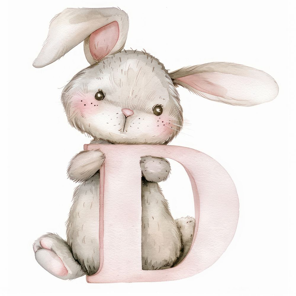 Bunny alphabet D mammal animal rabbit.