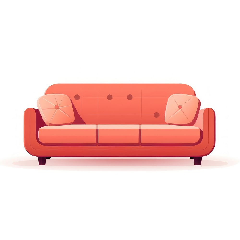Sofa flat vector illustration furniture cushion white background.