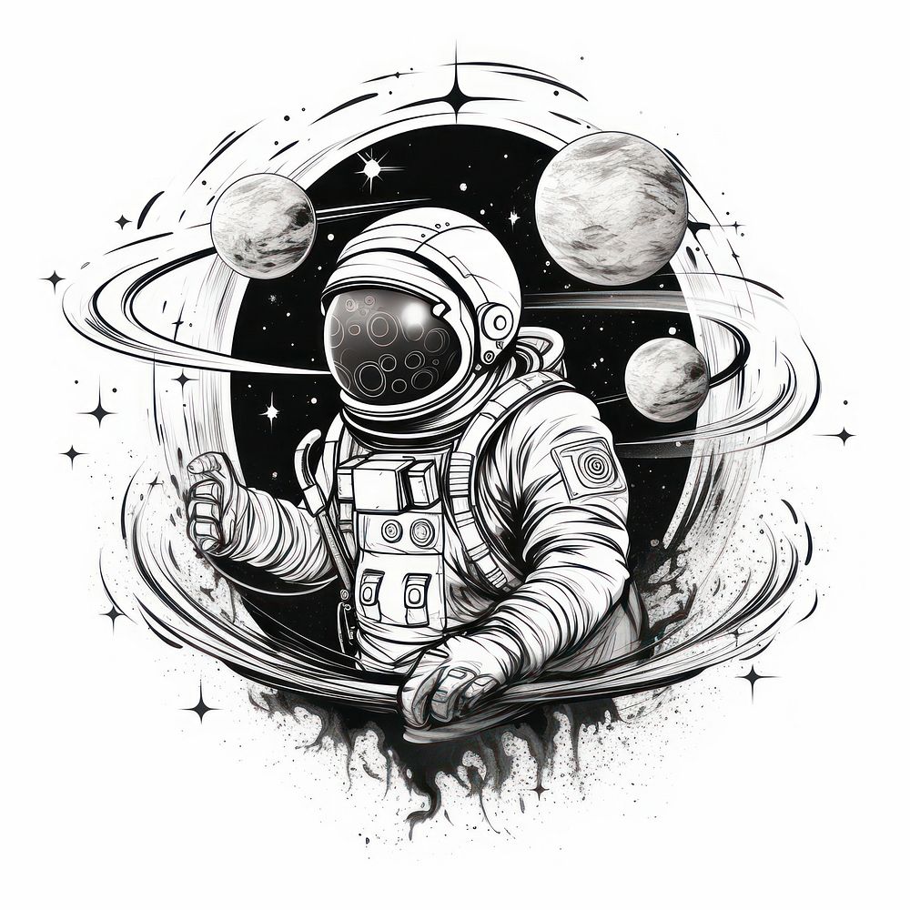 Space themed drawing sketch adult.