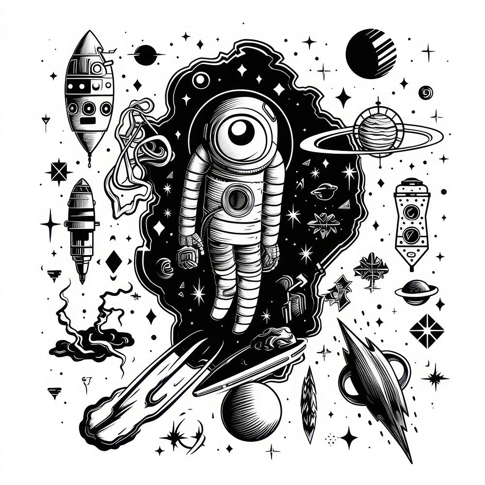 Space themed drawing sketch doodle. | Free Photo Illustration - rawpixel