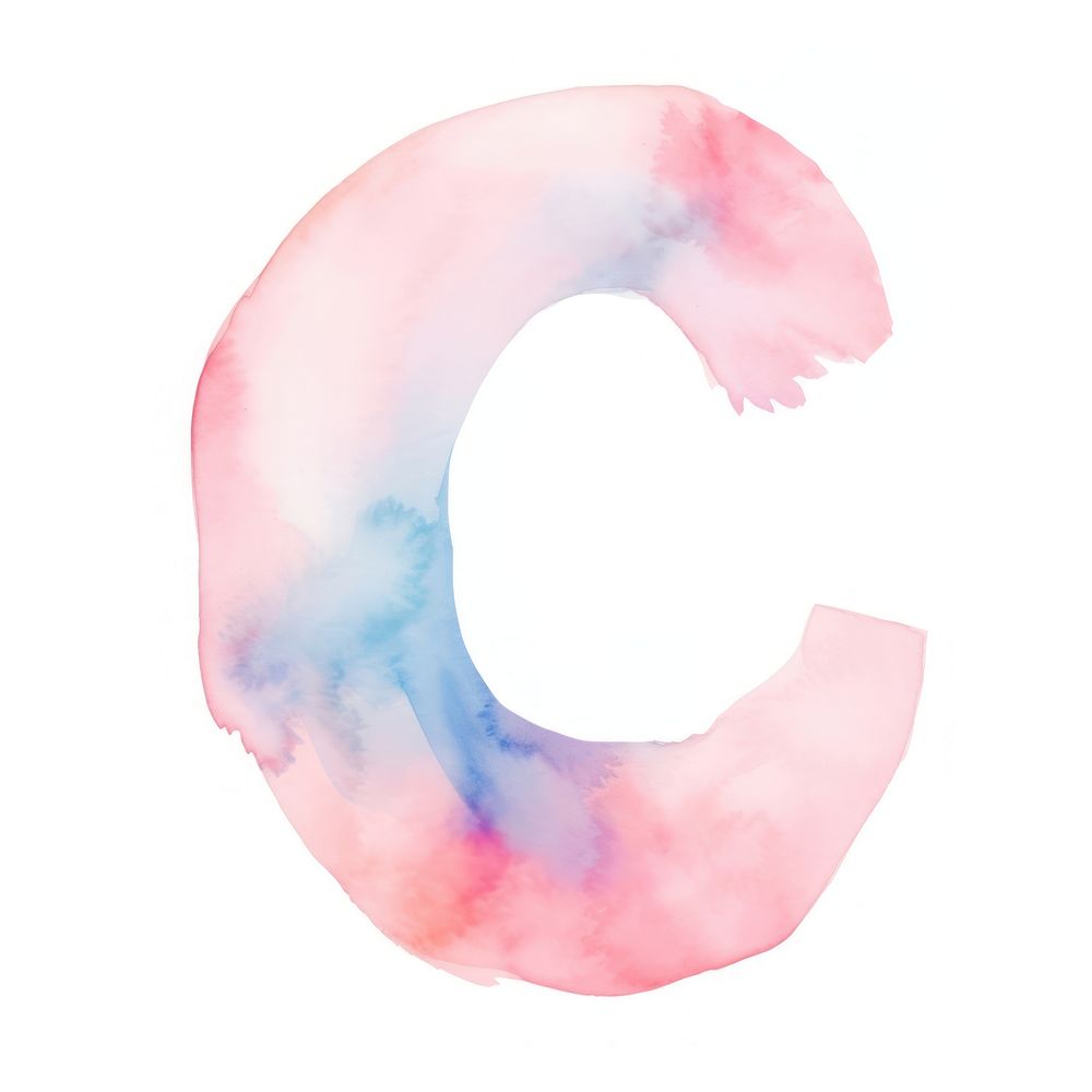 Watercolor illustration letter C text white background circle.