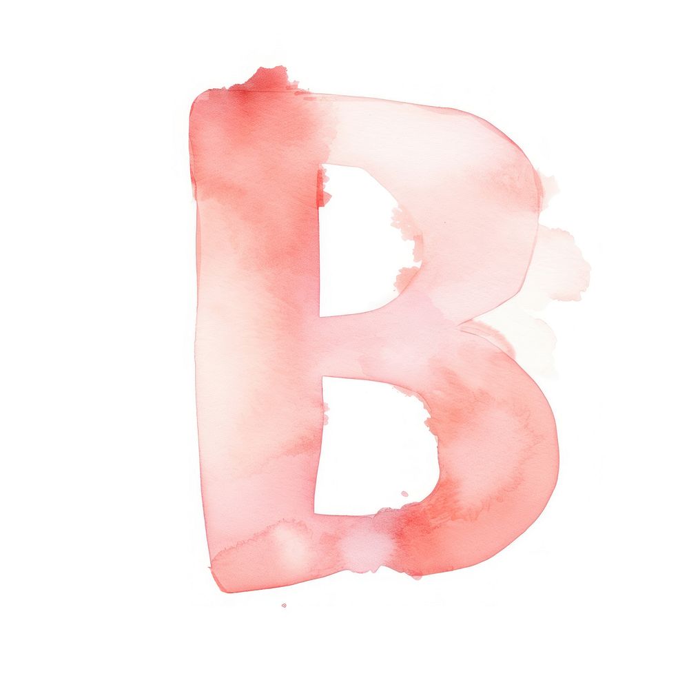 Watercolor illustration letter B text white background creativity.