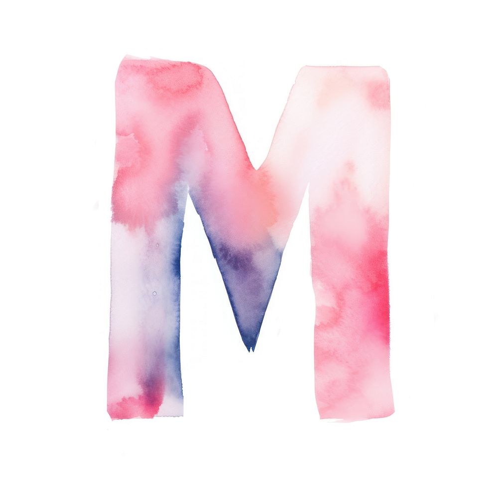 Watercolor illustration letter M white background creativity standing.