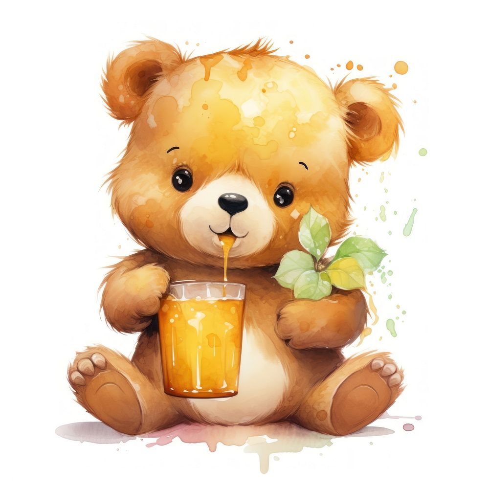 Bear drinking juice cartoon cute toy.
