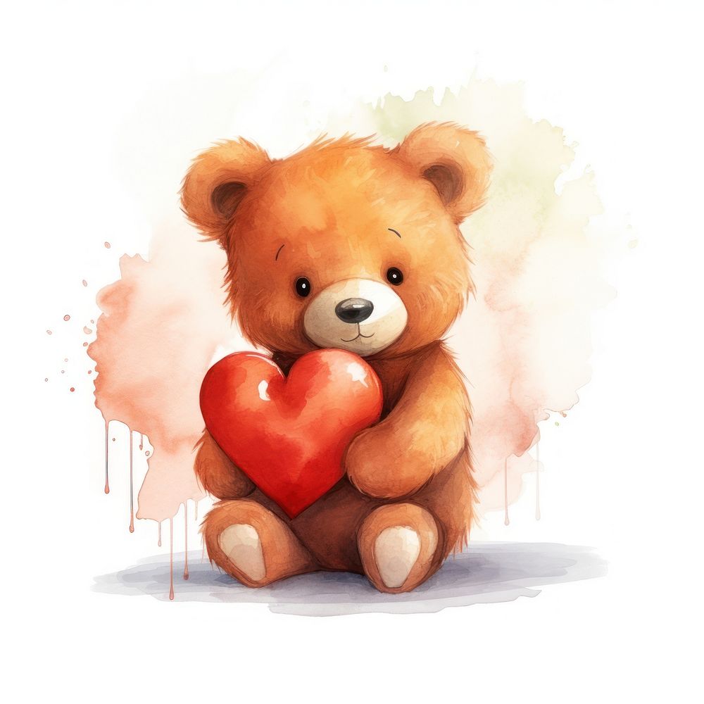 Bear hugging big broken heart cartoon cute toy.