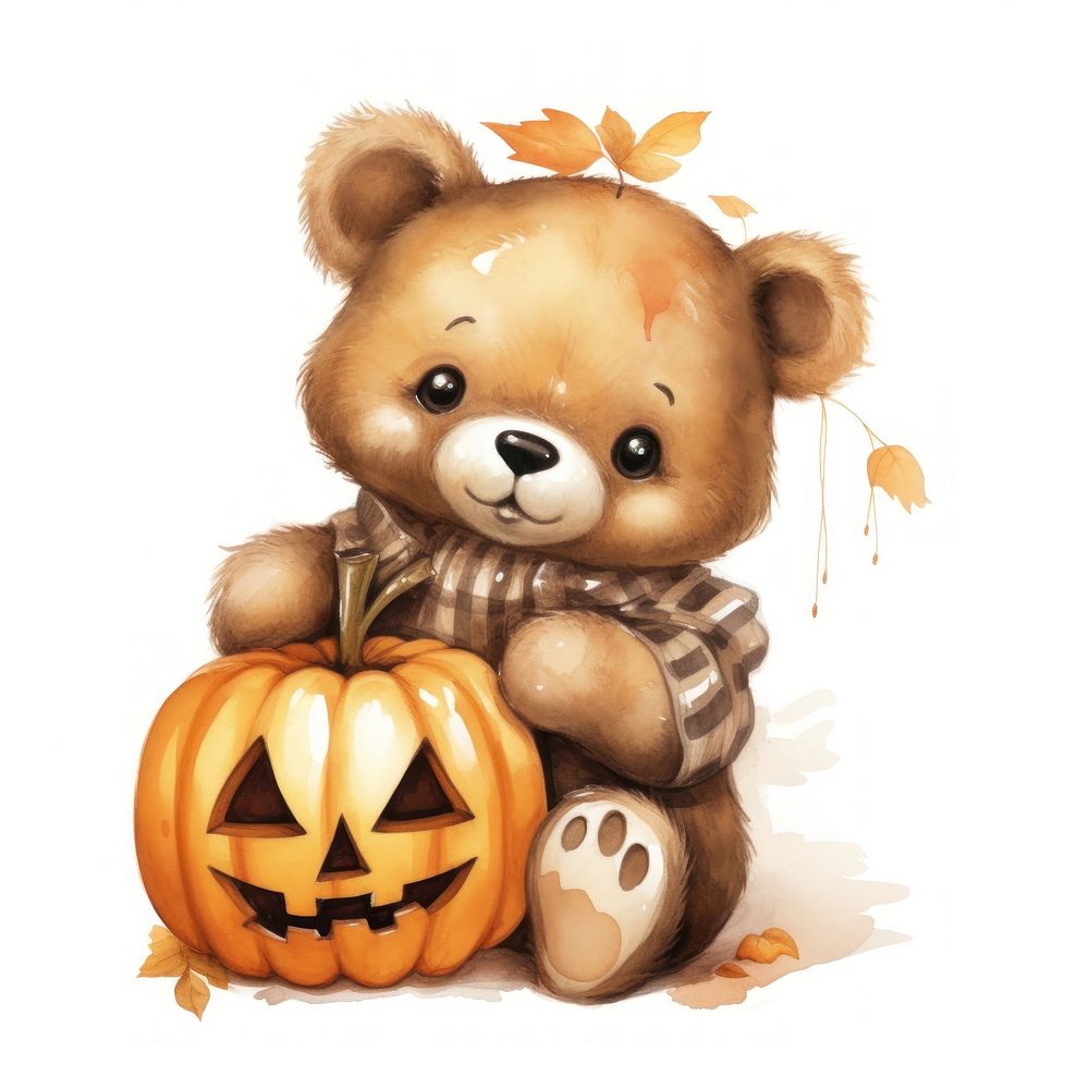 Bear hugging halloween pumpkin cartoon cute toy.