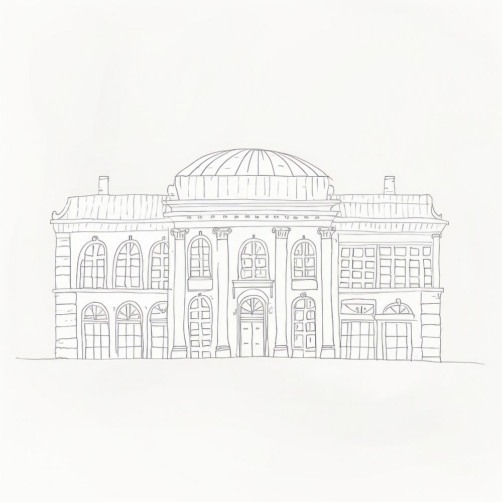 Illustration library building architecture illustrated. | Premium Photo ...
