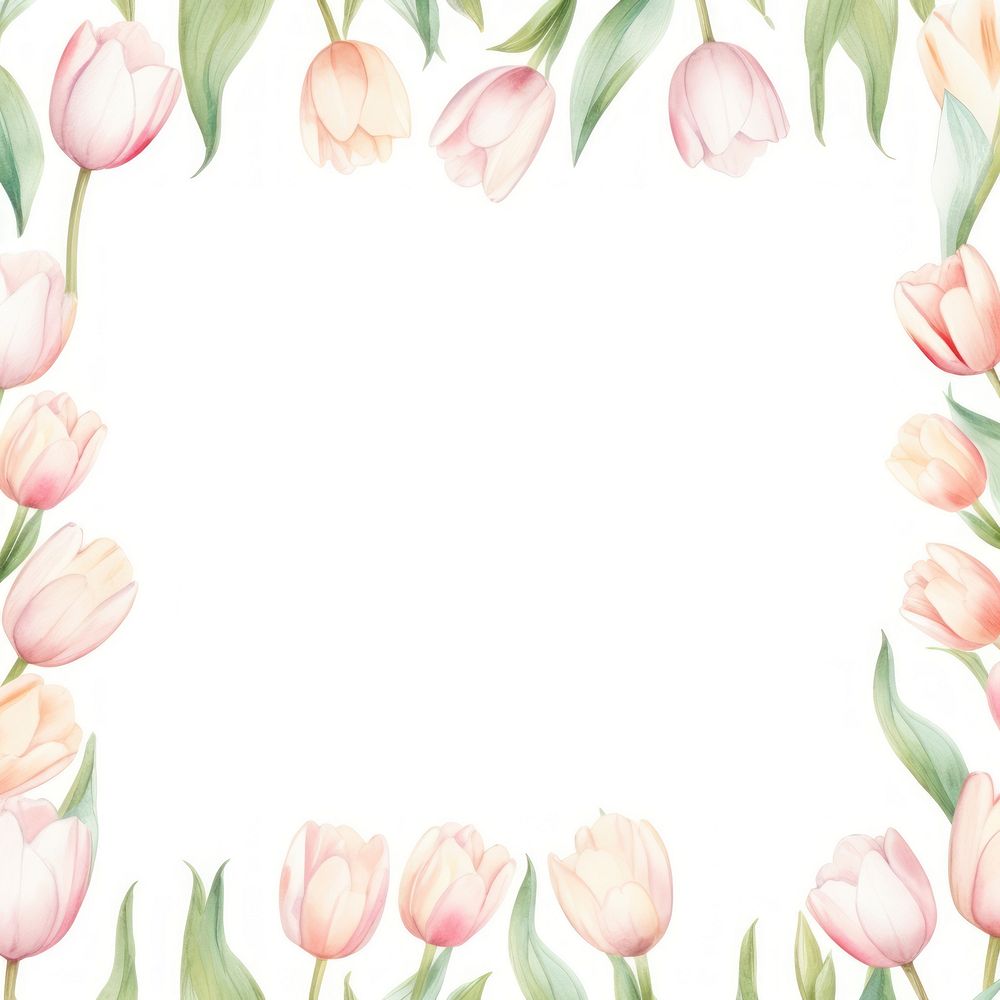 Little white tulip square border pattern backgrounds flower.