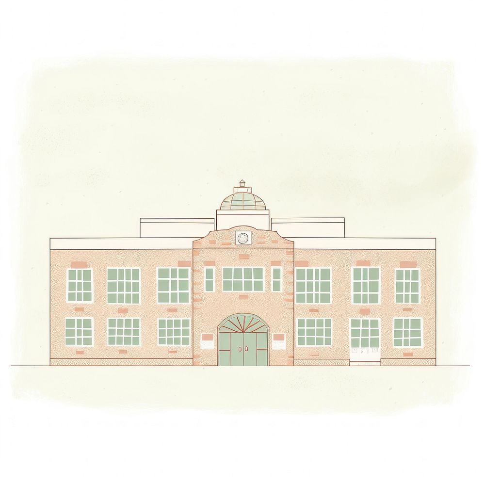 Illustration of a school building architecture illustrated.