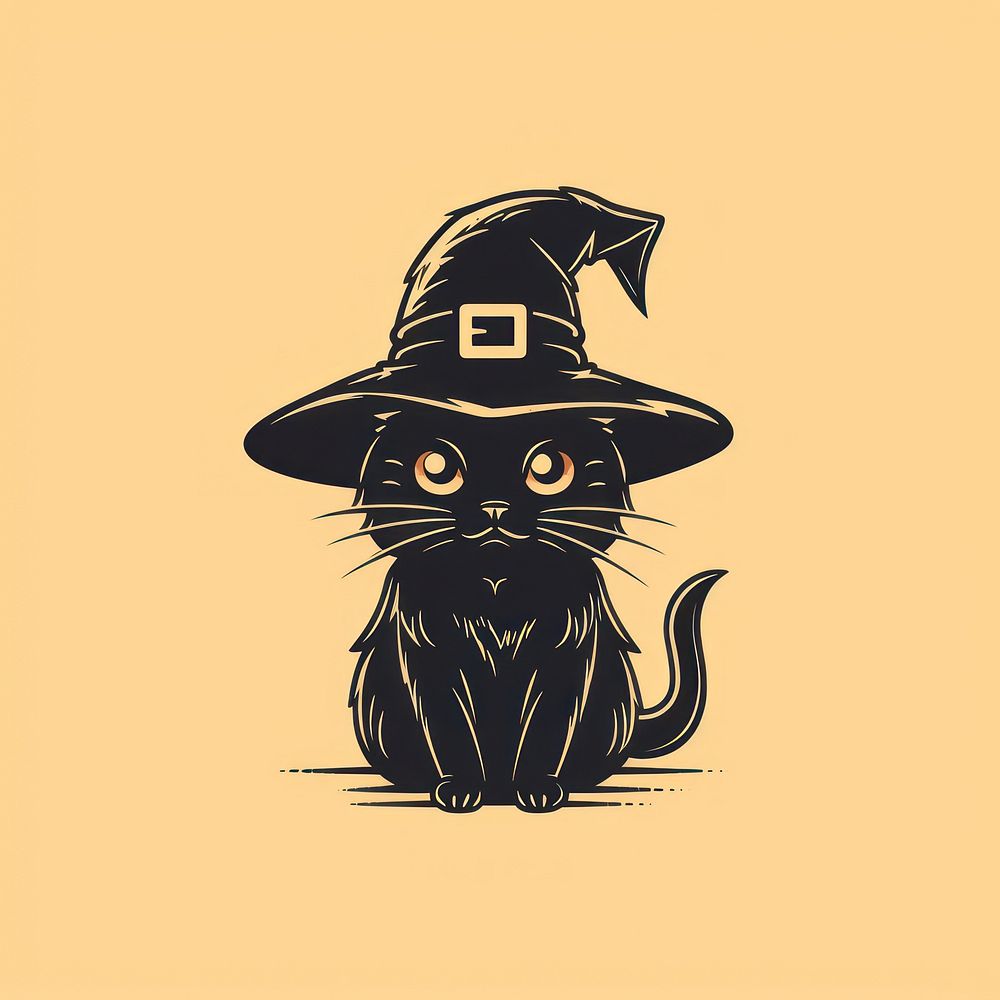 Witch cat logo animal mammal pet.