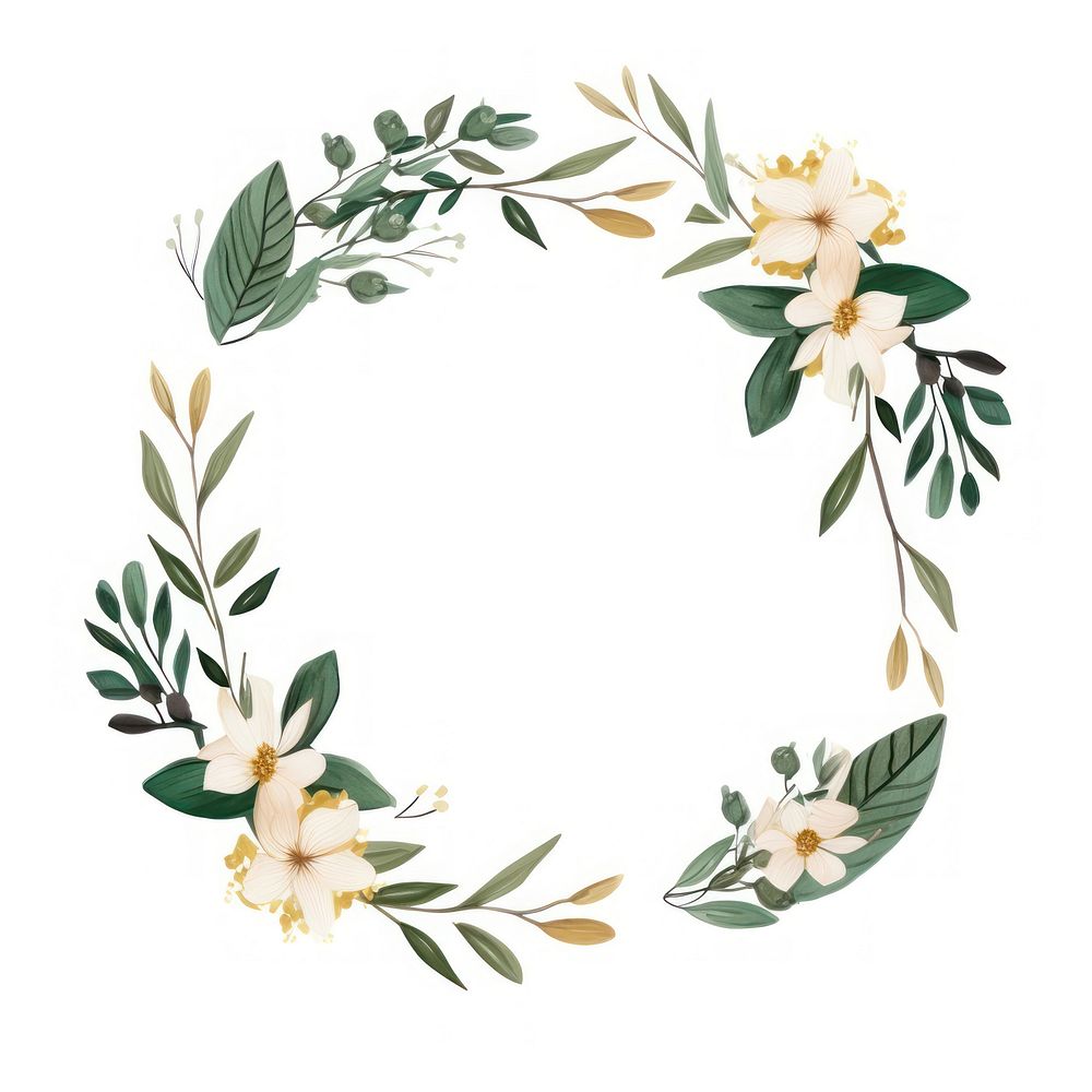 Botanical circle frame flower pattern wreath.