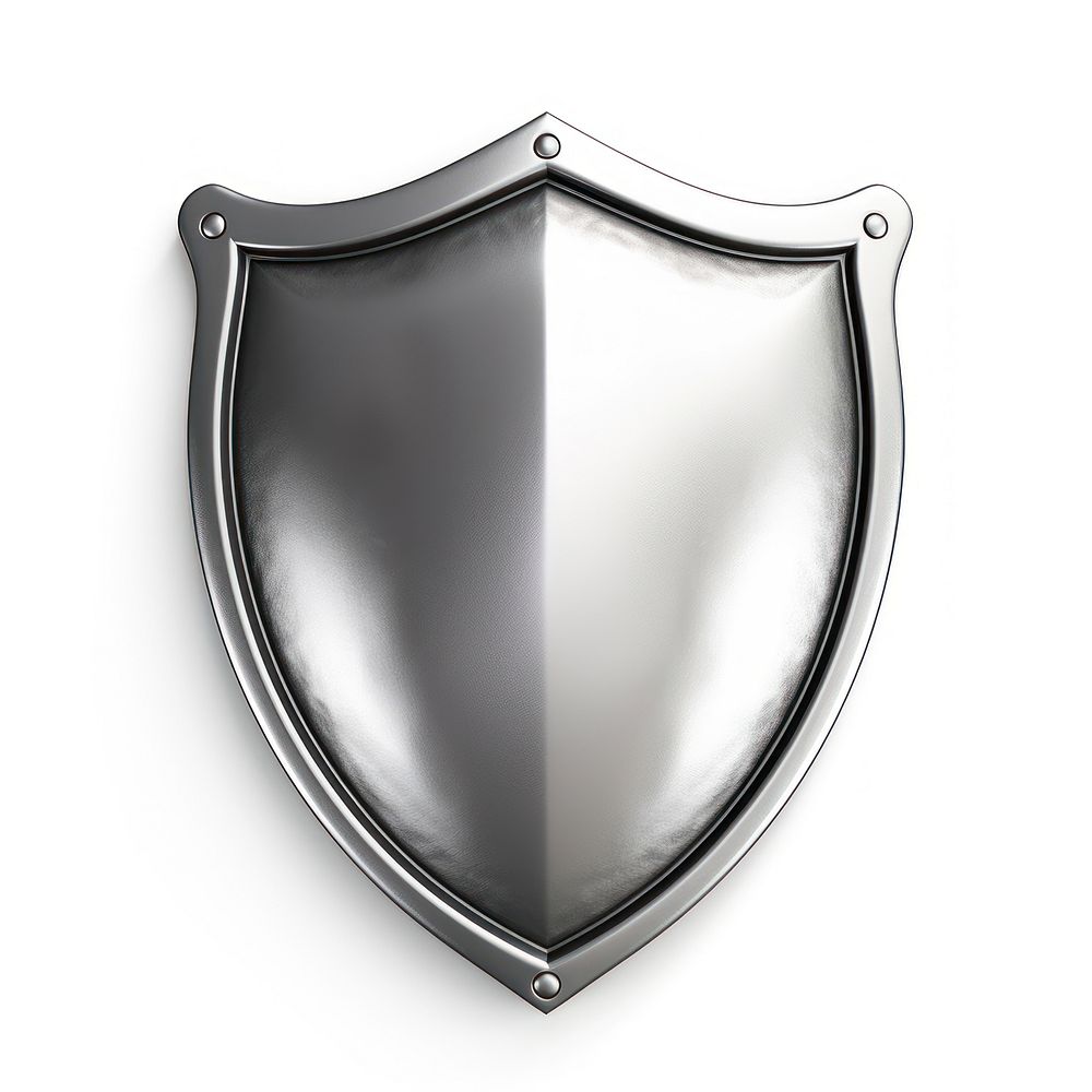 Silver shield silver white background protection.