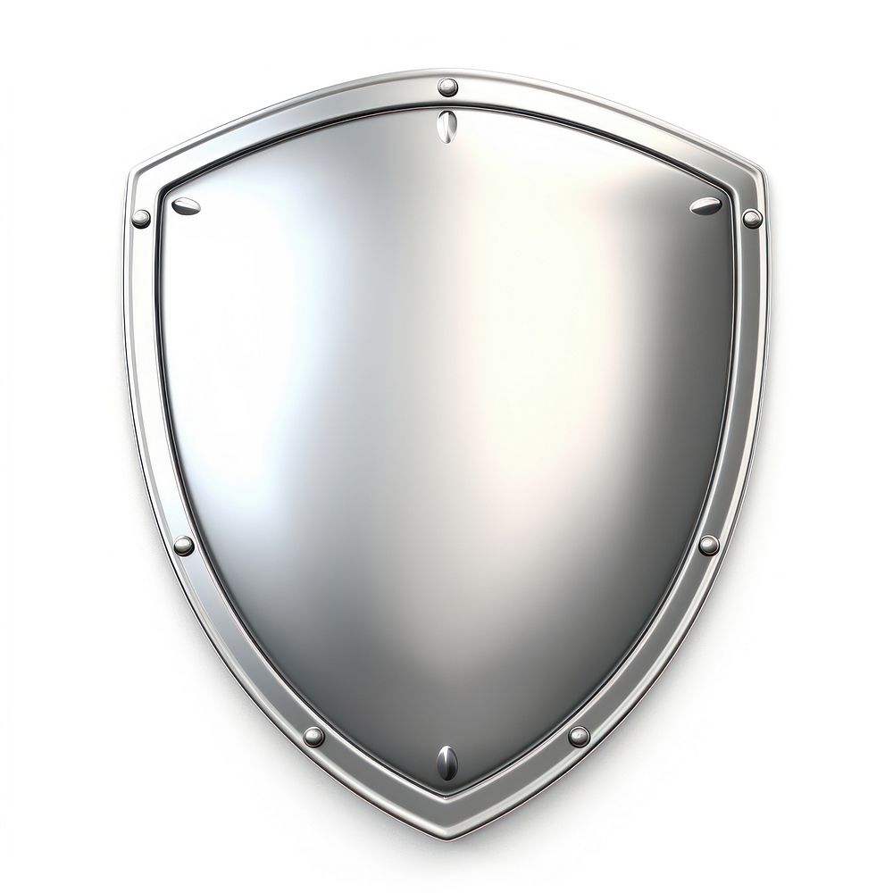 Silver shield silver white background protection.