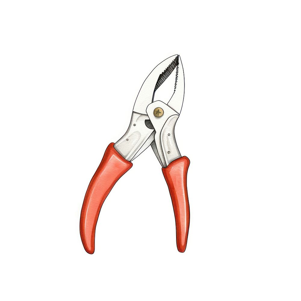 A pliers tool red white background.