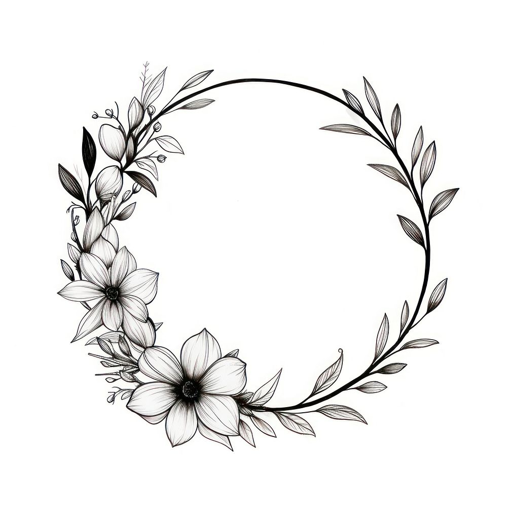 A floral frame wreath pattern drawing flower.