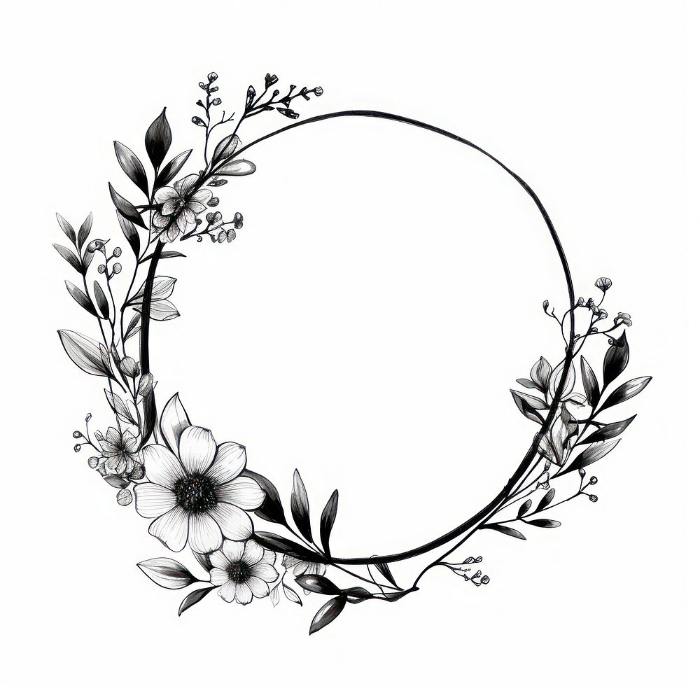 A floral frame wreath drawing sketch flower.
