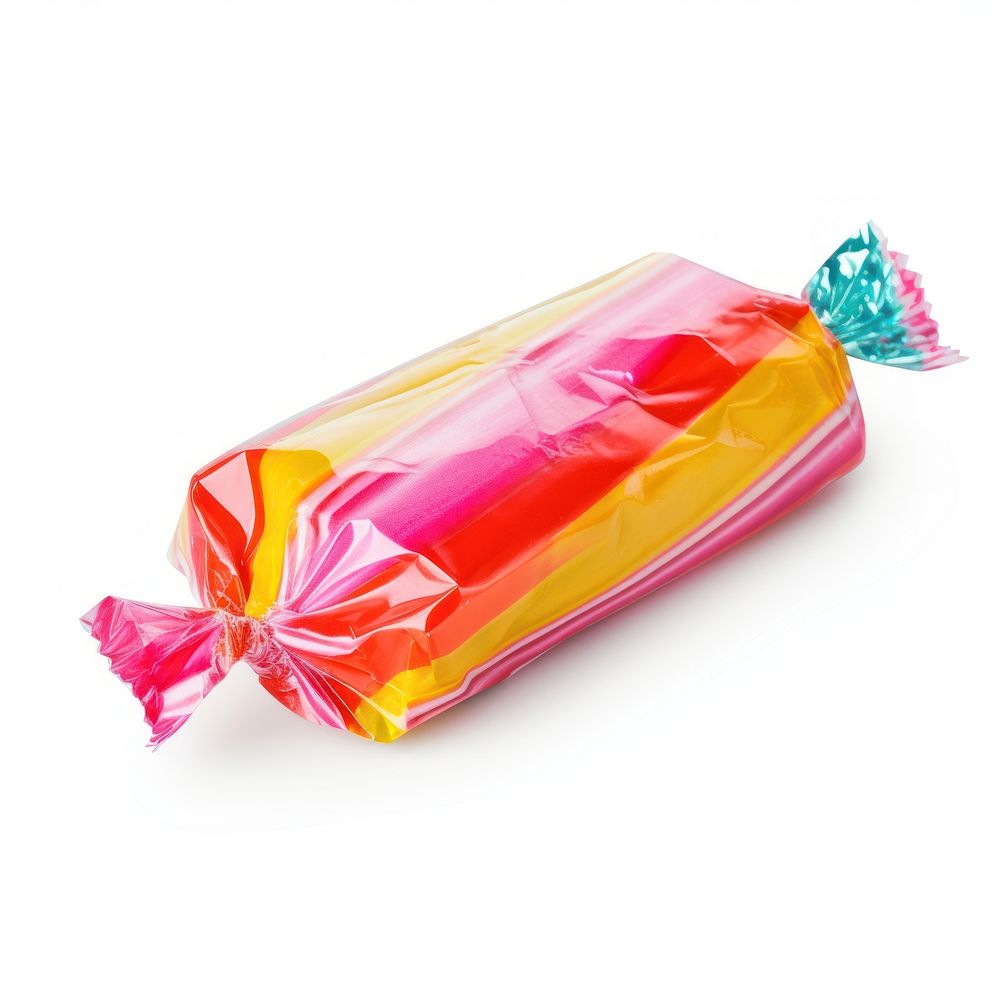 Candy in a wrapper confectionery bag white background.