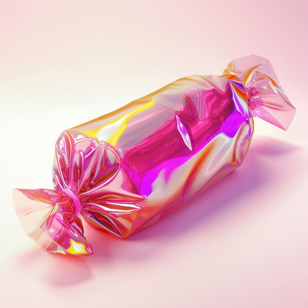 Candy in a wrapper purple confectionery yellow.