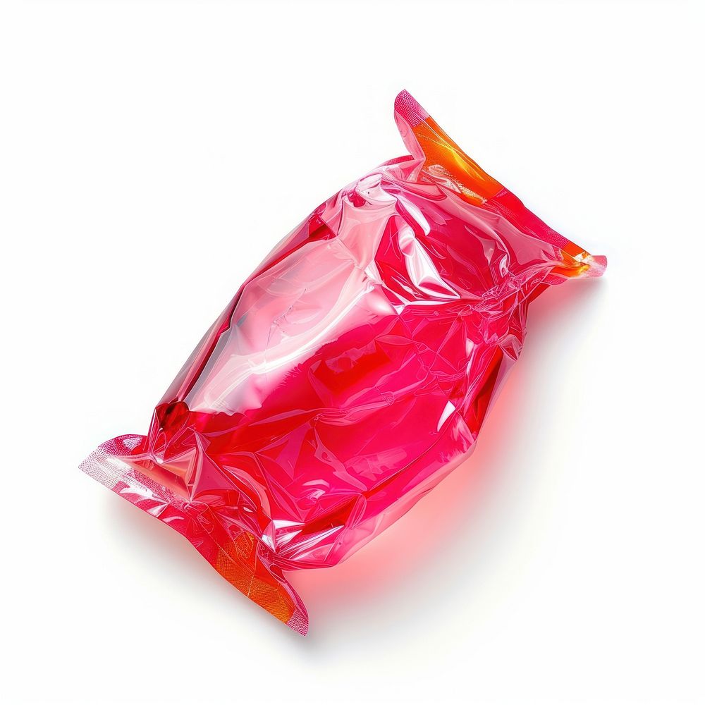 Candy in a wrapper confectionery plastic bag.