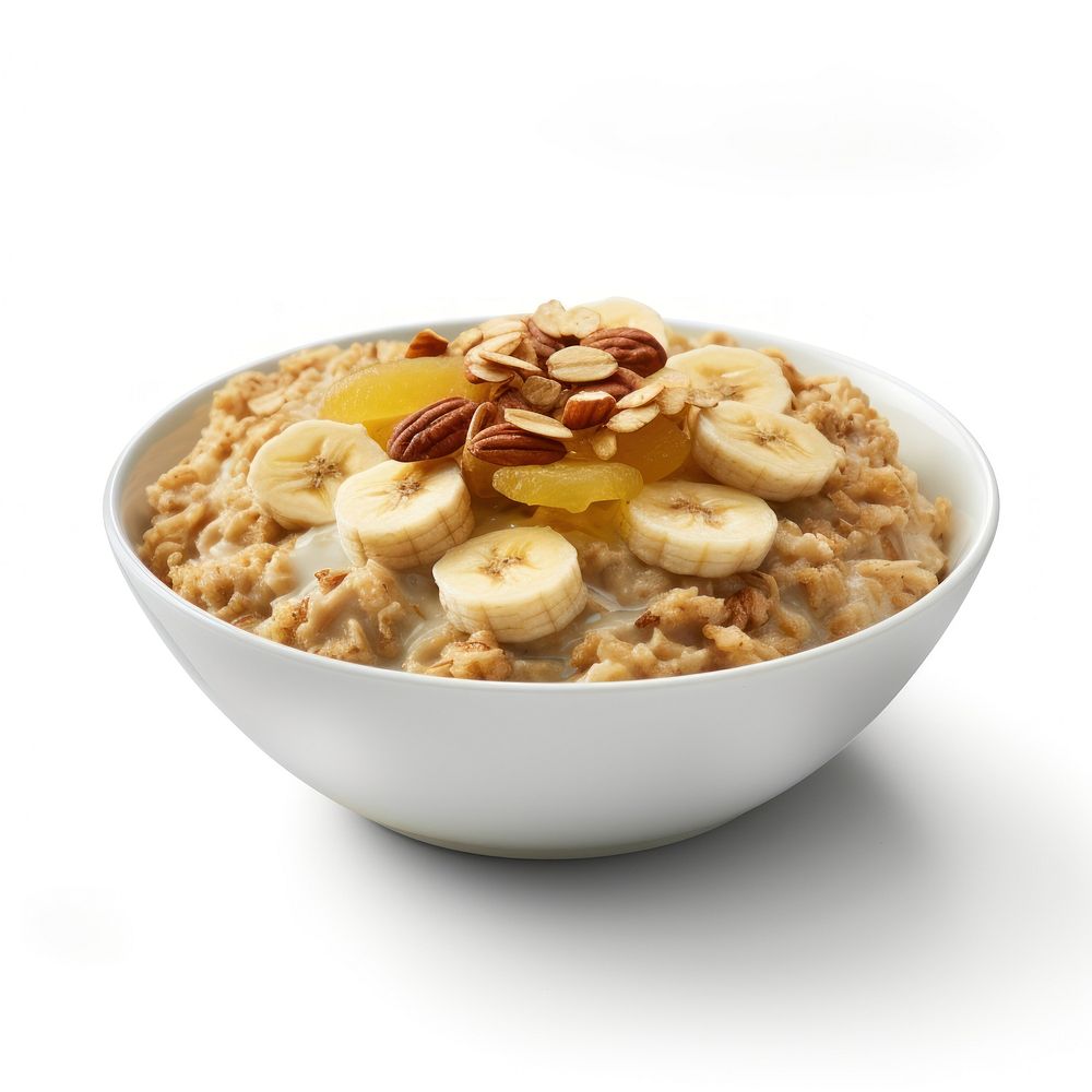 Oatmeal porridge with banana in bowl breakfast oatmeal food.
