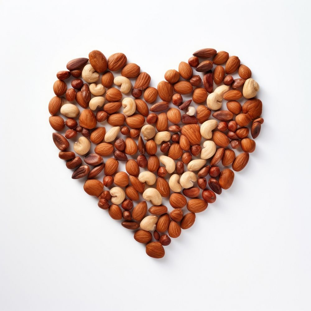Mixnuts forming heart-shape food seed freshness.