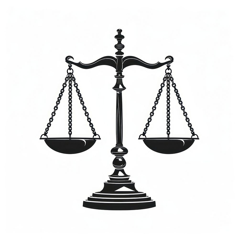 Scales of Justice scale white background chandelier.