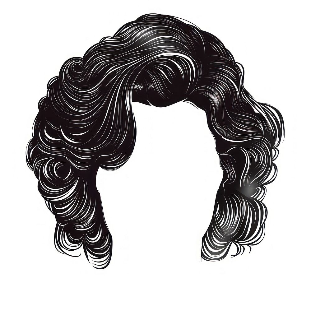 Curly hair hairstyle drawing sketch.