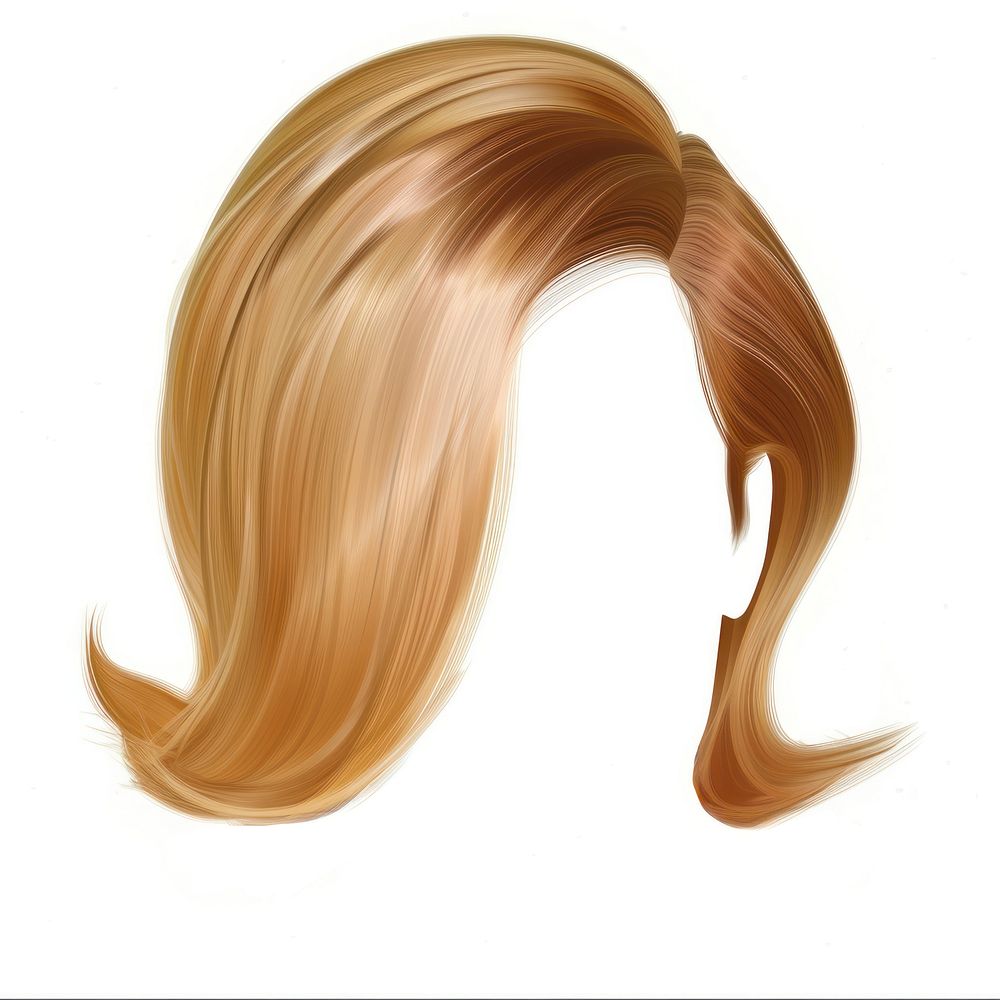 Hairstyle blonde wig white background.