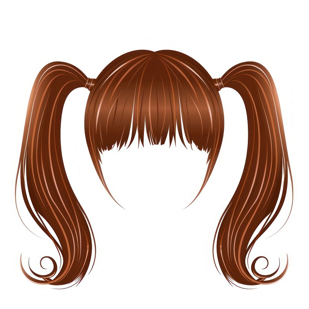 Brown pigtails hairstlye hairstyle face white background.