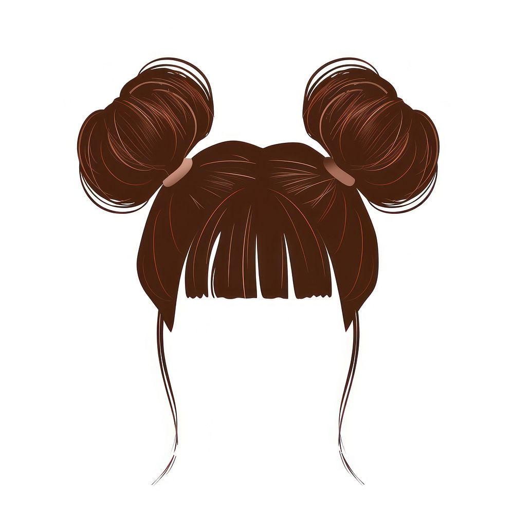 Brown buns hairstlye hairstyle white background moustache.