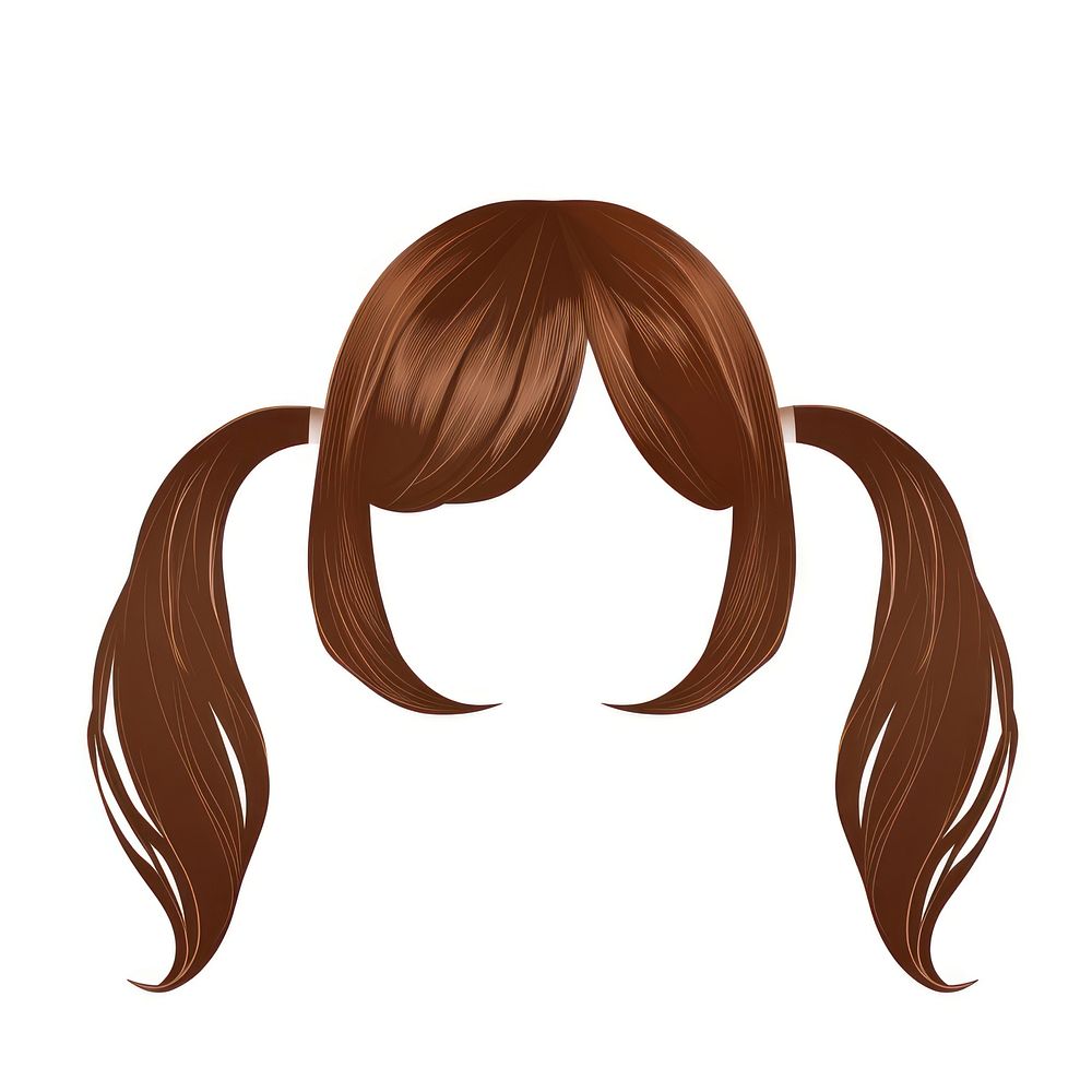Brown pidtails hairstlye hairstyle face white background.