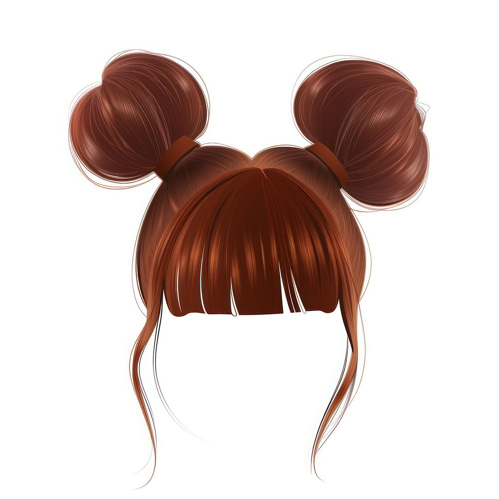 Brown buns hairstlye hairstyle white background appliance.