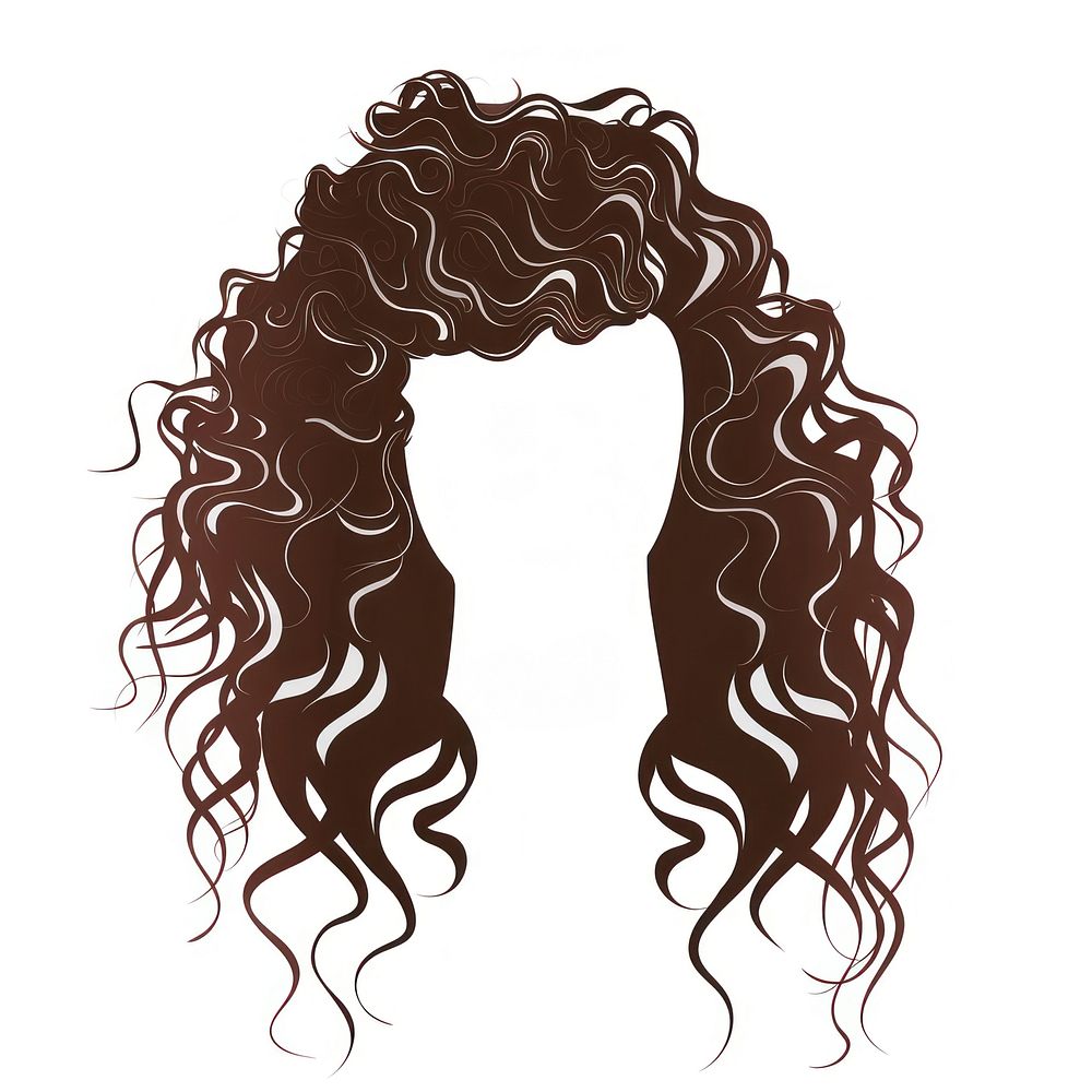 Girl curly hair hairstyle white background silhouette.