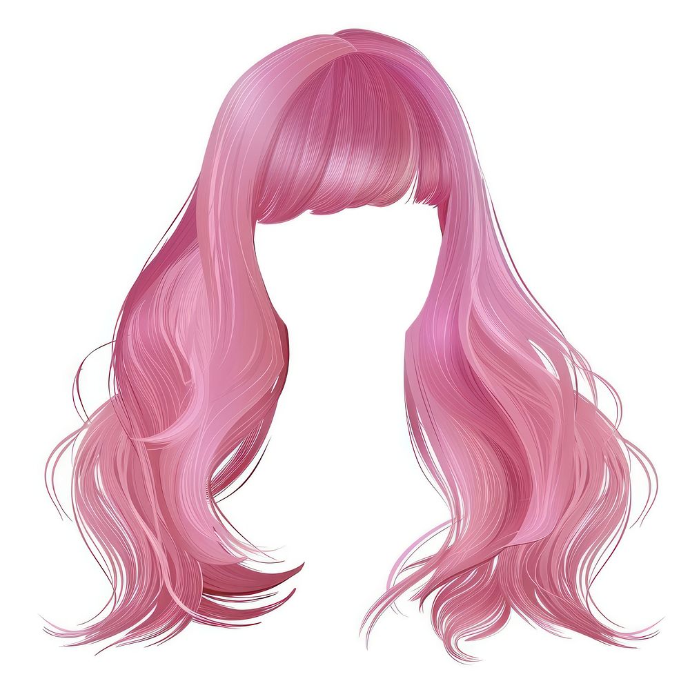 Fantasy pink hairstyle adult wig white background.
