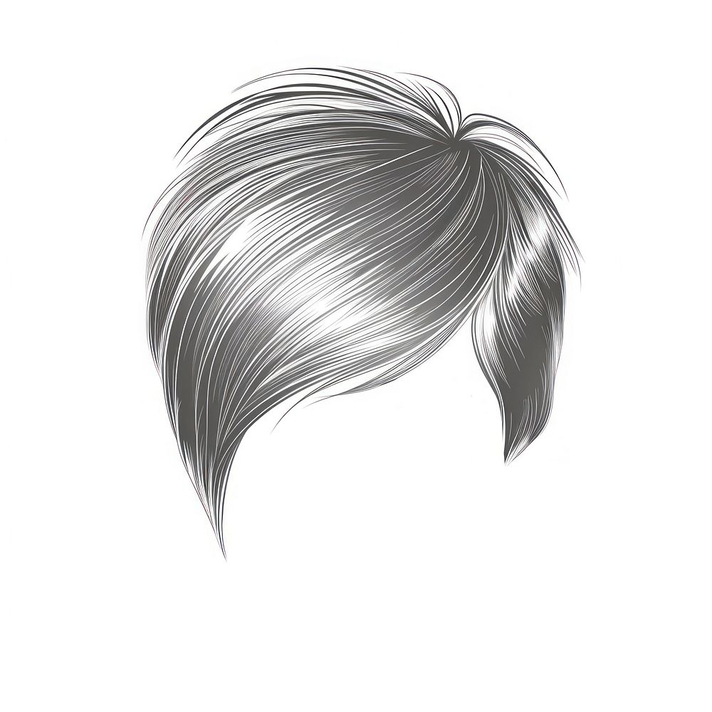 Pixie style hairstyle portrait drawing sketch.