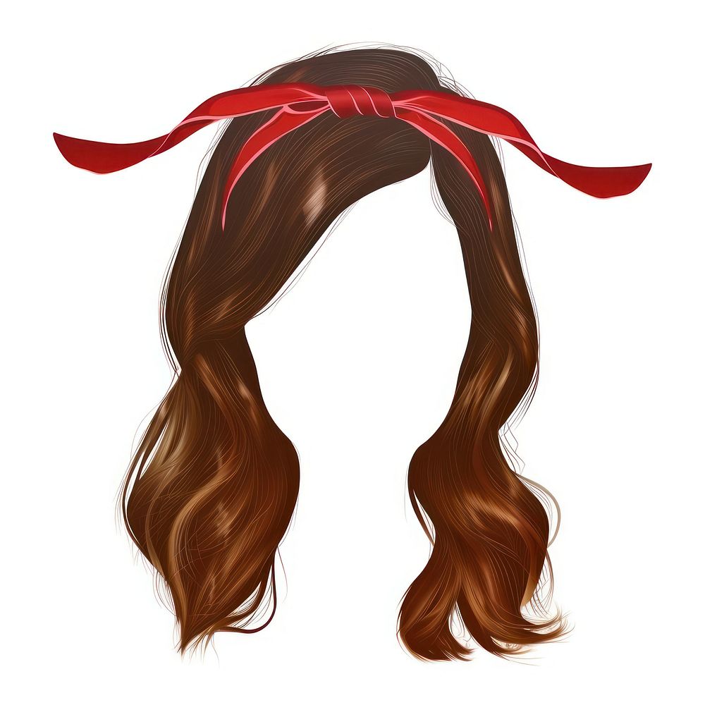 Red headband on brown hair hairstyle adult white background.