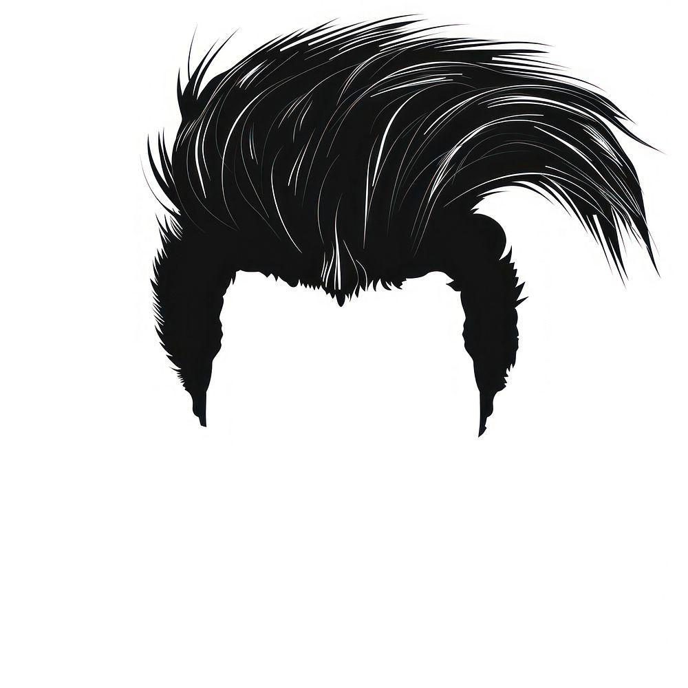 Black mohawk hairstyle white background front view monochrome.