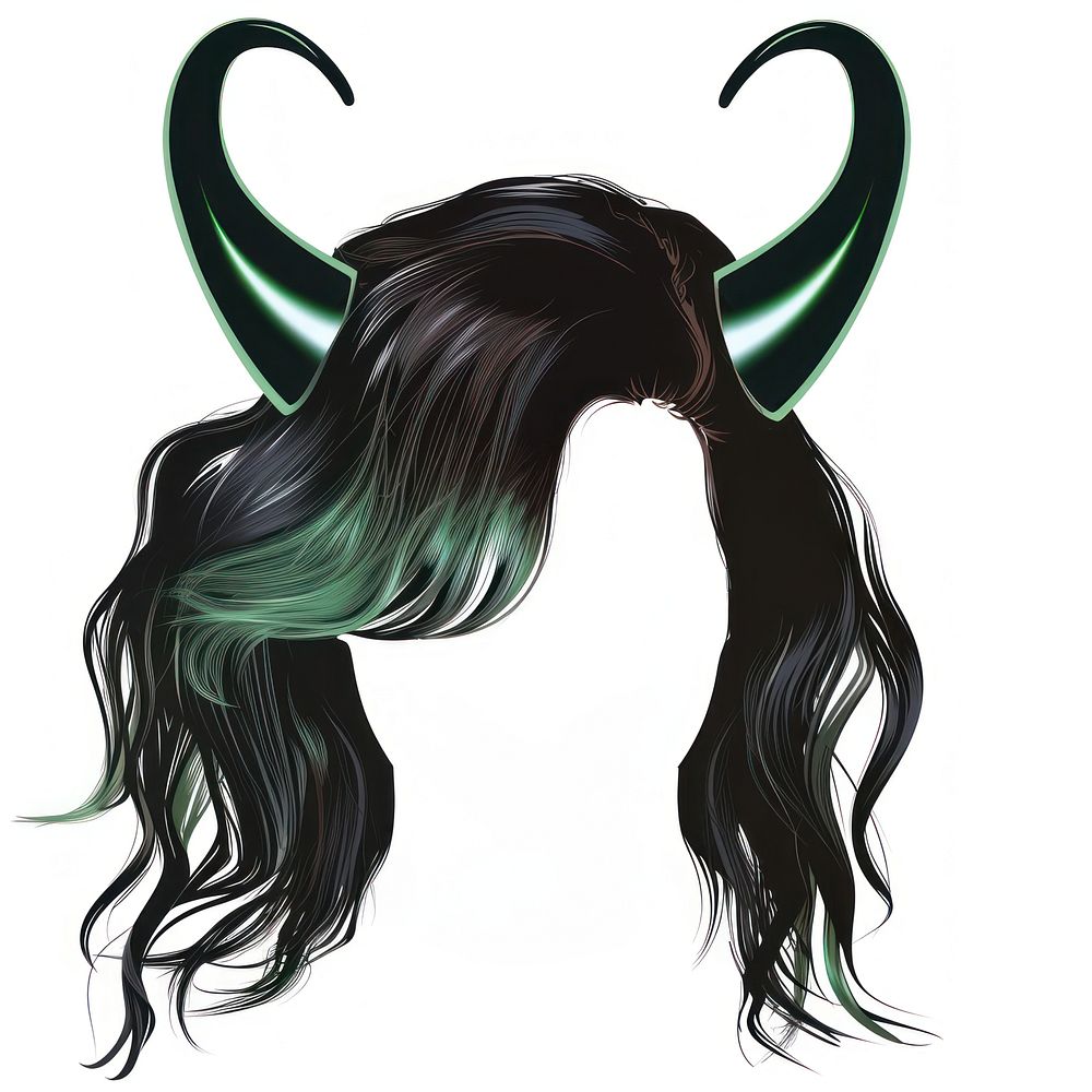 Black green horn hairstyle face white background creativity.