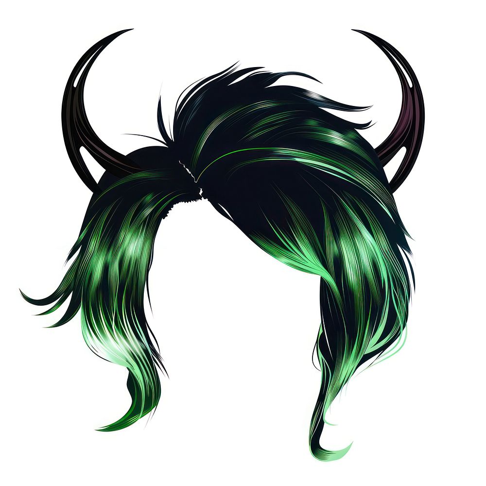 Black green horn hairstyle art white background creativity.
